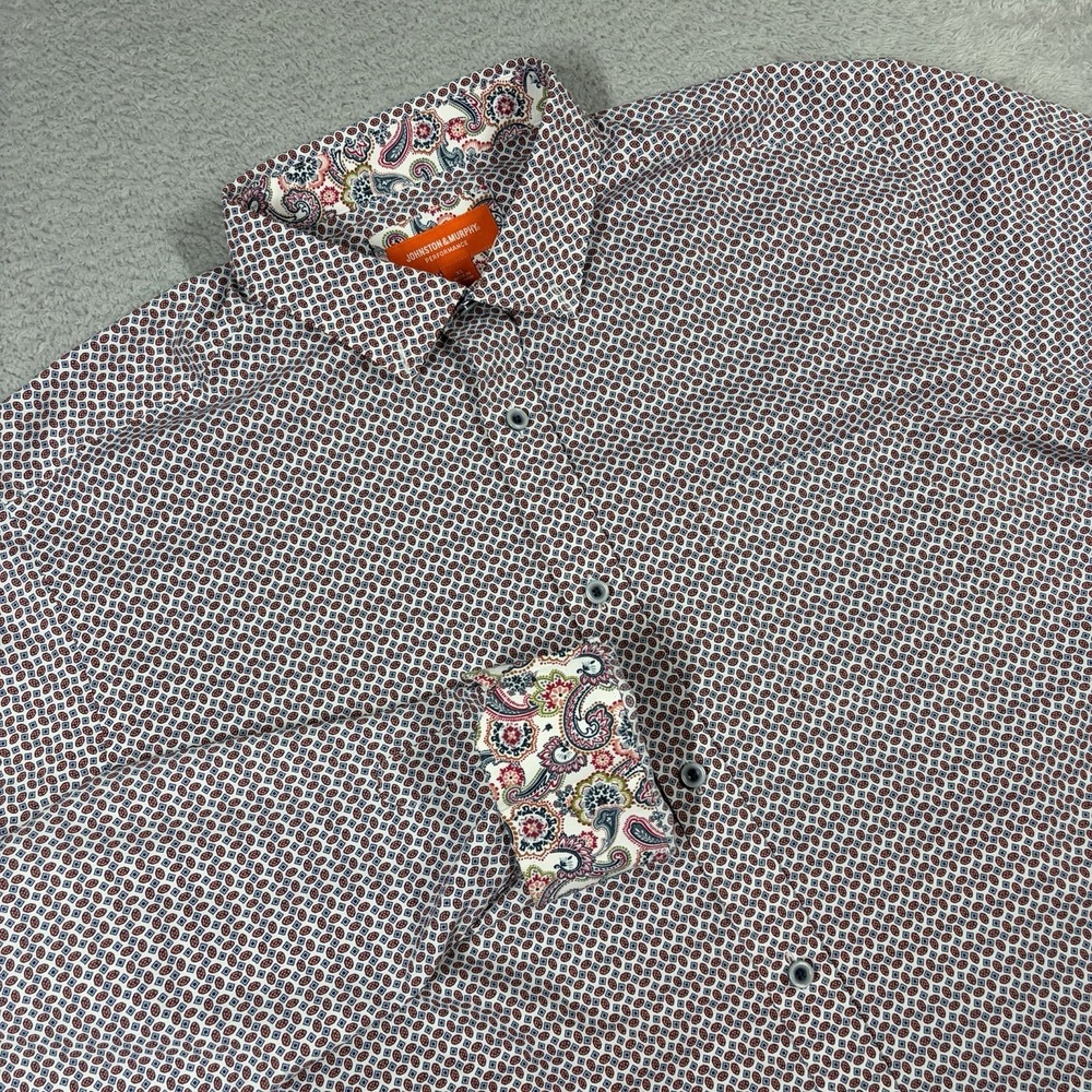 Johnston Murphy Performance Pattern Shirt Mens XL Long Sleeve AOP Paisley